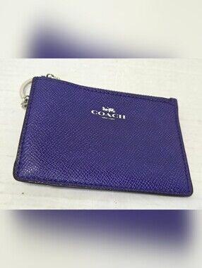 Coach F12186 Mini Skinny ID Case Keychain Coin Purse in Purple